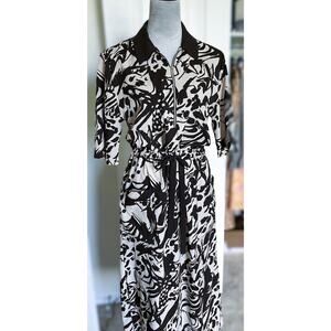 TOPSHOP Printed Collared Midi Dress Size 8